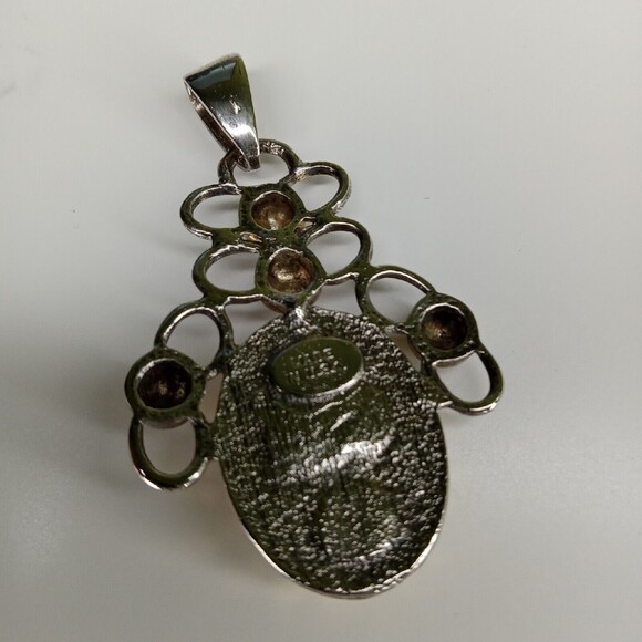 Vintage Large Pendant Only Faux Gold silver tone Costume Jewelry Made in Usa - Picture 3 of 11